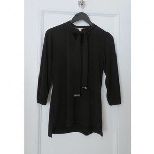 Michael Kors Tie Neck Blouse | Black & Silver | Size XS